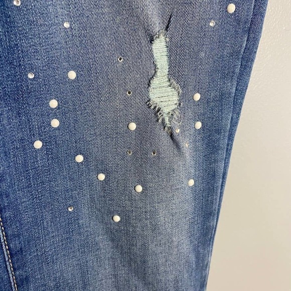 NYDJ Ami Skinny Ankle Embellished Distressed Jeans Size 0 - Picture 3 of 7